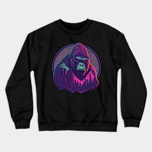 Vaporwave Gorilla Overlooking City Crewneck Sweatshirt